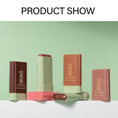 Multi-Use Makeup Blush Stick, Cream Blush Stick, Tinted Solid Moisturizer Stick for Cheek & Eyes & Lips, Waterproof Natural Nude Makeup, Suitable for All Skin (3#Rich Glow)