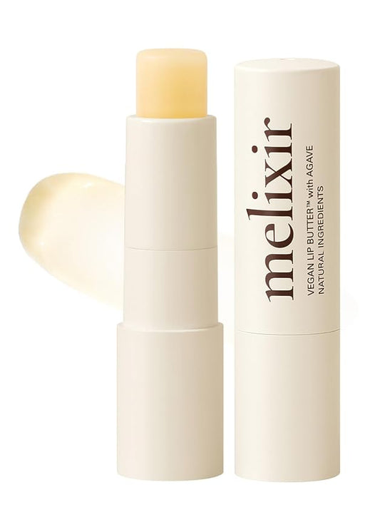 Melixir Vegan Lip Butter #01 Agave(Clear) (+11 more colors), Bee Free, Petrolatum Free, Deep Nourishing Plant-Based Vegan Chapstick, Lip Balm for Dry, Cracked and Chapped Lips