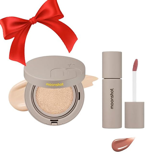 moonshot Conscious Fit Cushion Foundation Lip stain Gift box 17N + 01 Uni Beige,k-beauty,