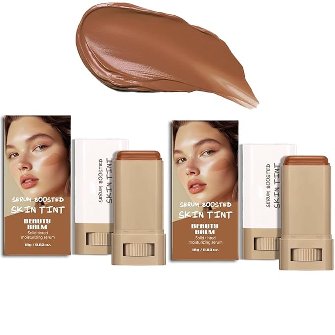 2PCS 3-in-1combining Foundation Stick Beauty Balm Serum Boosted Skin Tint,Solid Tinted Moisturizing Serum Contour Foundation Face for Women,Natural Finish Makeup,Buildable Medium-to-Full Coverage(#03)