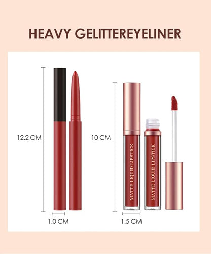 BestLand 6Pcs Matte Liquid Lipstick + Lip Liner Pens Set, One Step Lips Makeup Kits Pigment Velvety Nude Lip Stain Waterproof Long Wear Lip Gloss Make up Gift Set (Graceful Nudes Collection)
