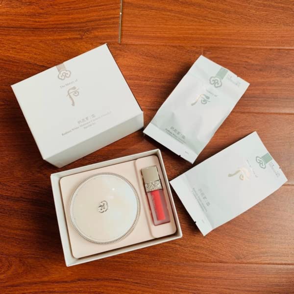The History of Whoo Gongjinhyang: Seol Radiant White Moisture Cushion Foundation No 21 (13g x 2 Refill) Special Set 4 Items