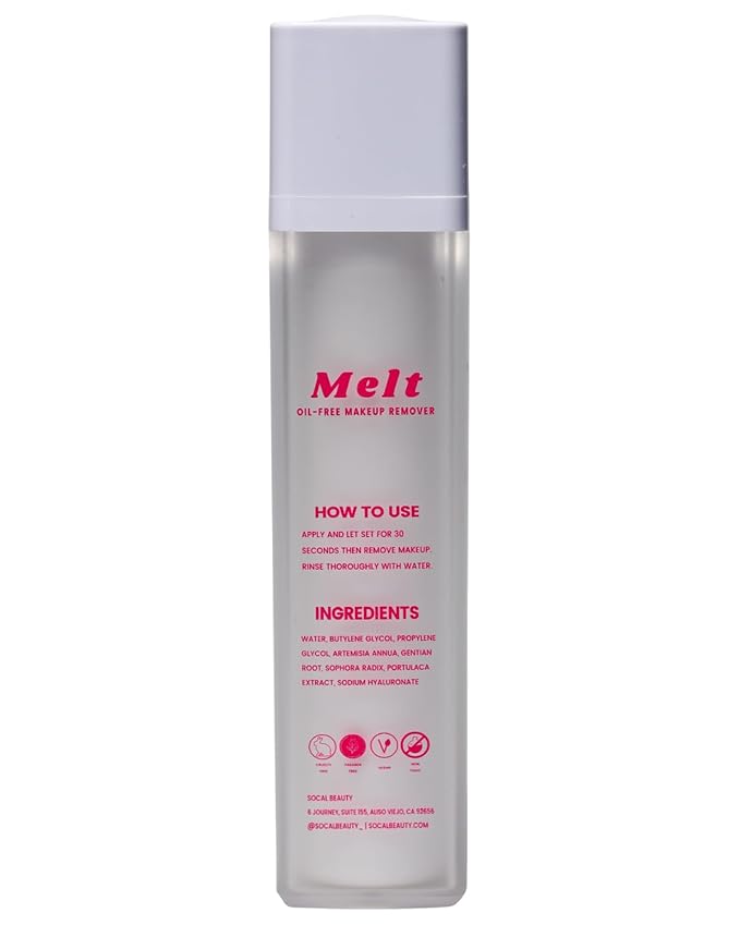 MELT Oil-Free Makeup Remover - Gentle Formula with Gentian Root - Lash Extension Safe - Reduces Redness & Hydrates Skin (1.7 fl oz)