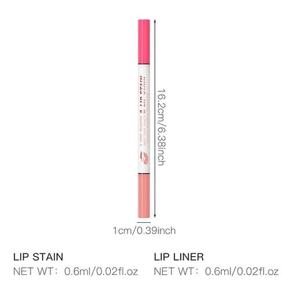 DAGEDA 2 Colors Lip Liner Pen,Double-ended Lip Stain Marker Design,Natural Matte Finish,Waterproof Liquid Lipstick, Long Lasting No Transfer Lips Makeup for Women(Color A)