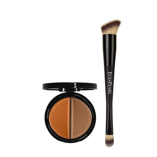 EVE PEARL Dual Salmon Concealer And 202 Concealer Blender Brush Full Coverage Under Brighten Eye Pro Concealer Brush Set Makeup Kit (Deep)