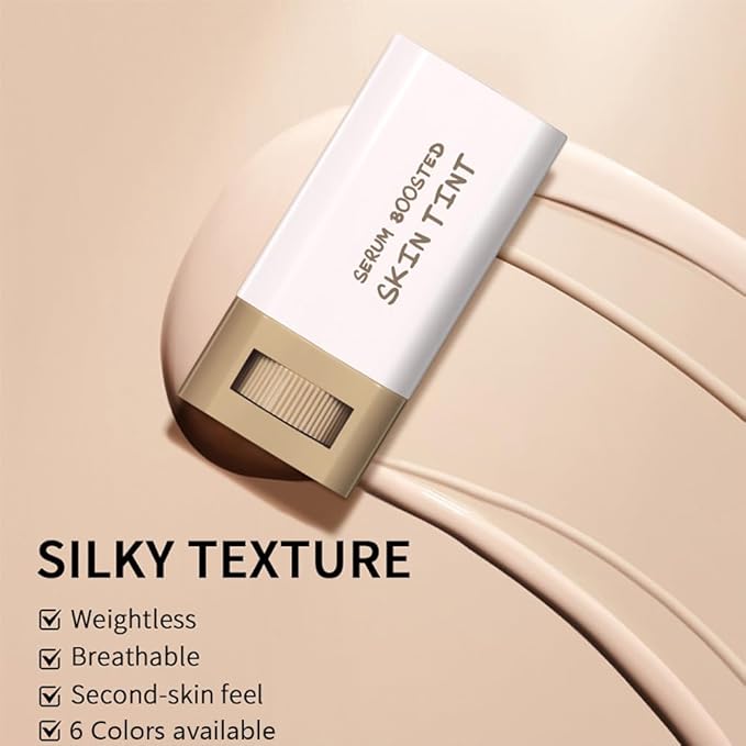 2PCS 3-in-1combining Foundation Stick Beauty Balm Serum Boosted Skin Tint,Solid Tinted Moisturizing Serum Contour Foundation Face for Women,Natural Finish Makeup,Buildable Medium-to-Full Coverage(#06)
