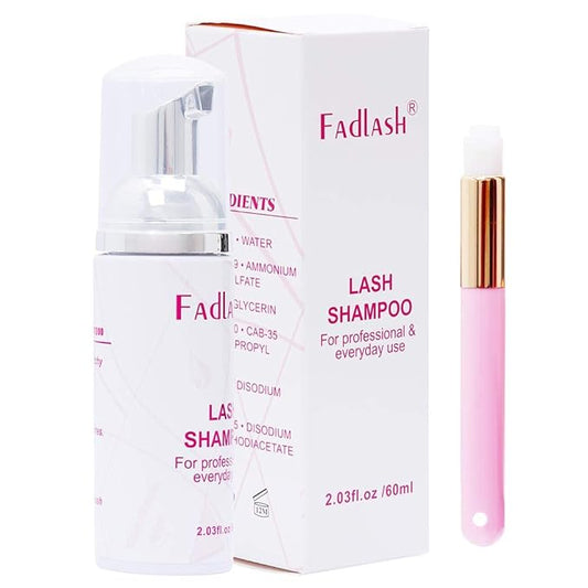 Eyelash Extension Cleanser FADLASH Lash Shampoo 60ml with a brush Wash Foaming Eyelid Cleanser Gentle Formula For Sensitive Skin Professional Salon& Self Use