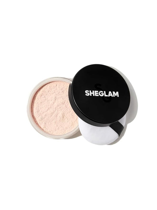 SHEGLAM Baked Glow Setting Powder Oil Control Loose Face Powder Translucent Pore-Less Flawless Smooths Fine Lines Glowy Powder - Light Pink