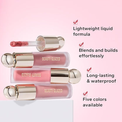 BEAUTY GLAZED Waterproof Matte Liquid Blush Stick Lightweight Cream Blush Moisturising Easy to apply Liquid Blush Multi-purpose Eyes lips Face Beauty Blush # 103