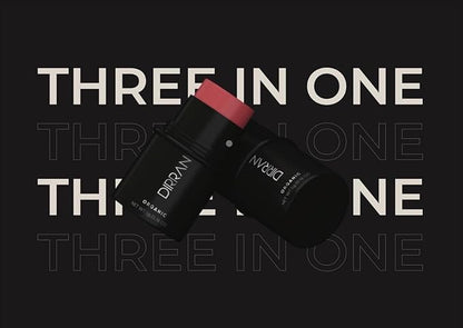 3 in 1 Natural Ingredient 90% Organic Blusher Stick For Lips, Eyes, & Cheeks, Hydration And Natural Beauty Apply directly And Blend With Fingertips, Small Enough to Carry (ROSE GOLD)