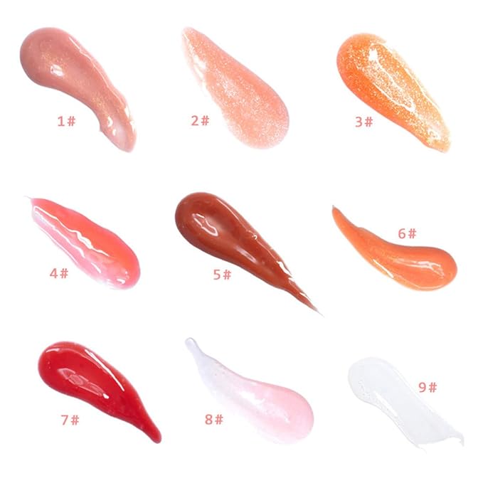 MAEPEOR Plumping Lipgloss 9 Colors Moisturizing Lip Plumper Shiny Jelly Lip Gloss Natural Liquid Lipstick for Women and Girls (Glitter Glossy, 01#Warm Nude)