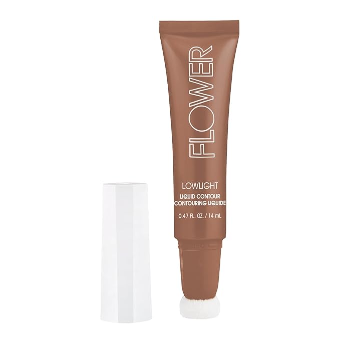FLOWER BEAUTY Lowlight Liquid Contour - Natural Finish + Buildable Coverage - Built-In Cusion Applicator - Medium