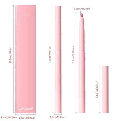 Kaely Matte Velvet Lip Liner Pencils Retractable for Shaping & Sculpting Lips, Pink Lip Pencils for Women Long Lasting Waterproof Rich Lip Colors Liner Crayon Lipstick delineador de labios 09