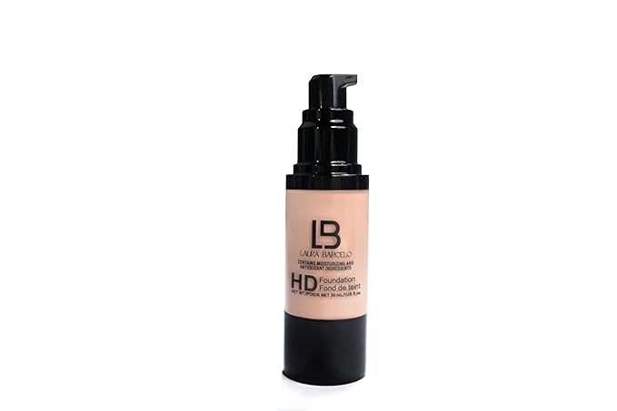 LB HD Liquid Foundation – Makeup Foundation with Hyaluronic Acid, Vitamin E – Hydrating Full Coverage Foundation for Smooth Complexion – Paraben-Free Formula for All Skin Types – Light Porcelain