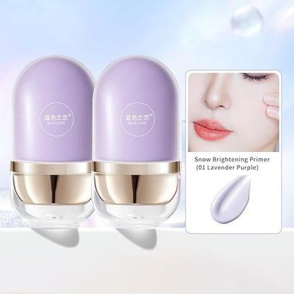 BLUE LOVE 2-in-1 Color Changing Face Primer & Liquid Foundation – Moisturizing and Color Correcting Base for Flawless Makeup Application (Lavender Purple)