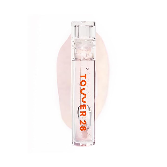 Tower 28 ShineOn Lip Jelly, CHILL, Non-Sticky, Hydrating Vegan Lip Gloss in Clear, Moisturizing Apricot and Raspberry Seed Oil, Clean, Cruelty Free