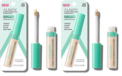 Almay Clear Complexion Acne & Blemish Spot Treatment Concealer Makeup with Salicylic Acid- Lightweight, Full Coverage, Hypoallergenic, Fragrance-Free, for Sensitive Skin, 050 Fair, 0.3 fl oz.