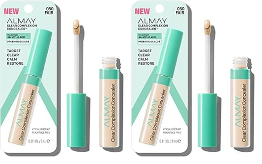 Almay Clear Complexion Acne & Blemish Spot Treatment Concealer Makeup with Salicylic Acid- Lightweight, Full Coverage, Hypoallergenic, Fragrance-Free, for Sensitive Skin, 050 Fair, 0.3 fl oz.