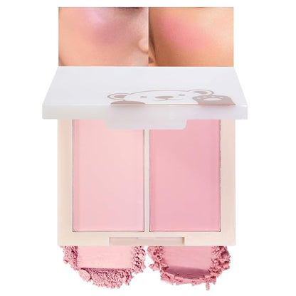 2-in-1 Contour & Blush Palette | Matte Silky Powder, No Fallout, Buildable Color, Universal Natural Makeup for Women(2#, 1 Count (Pack of 1))