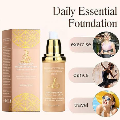 Biological Match 4-in-1 Foundation - Light/Medium Spectrum, Mature Skin Color Changed, Protect from Sun SPF 50+ Concealers Waterproof (Medium, 1 Ounce)