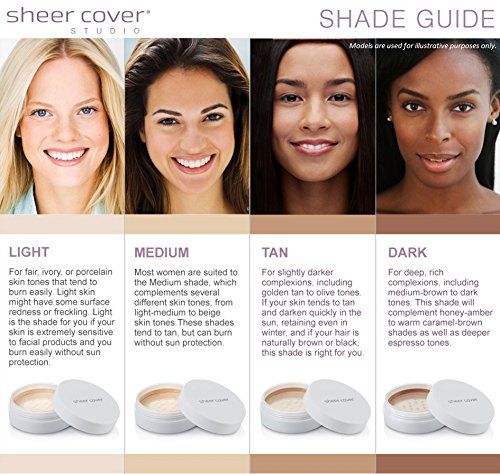 Sheer Cover – Flawless Face Kit – Perfect Shade Mineral Foundation – Conceal & Brighten Highlight Trio – with FREE Foundation Brush and Concealer Brush – Dark Shade – 4 Pieces