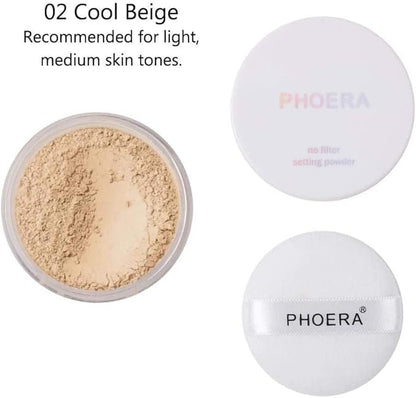 Full Coverage Makeup Set with 2x Foundation (102 Nude & 104 Buff Beige), Face Primer Gel, Cool Beige Powder & Setting Spray - Complete Face Cosmetics Kit for Women