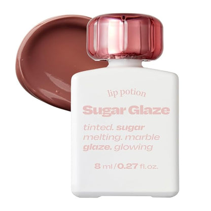 Lip Potion Sugar Glaze Tint | K-Beauty High-Shine & Long-Lasting Lip Tint | Hydrating, Non-Sticky Glossy Finish | 7 Shades | 0.3 Oz (No.9 Coco Ball)