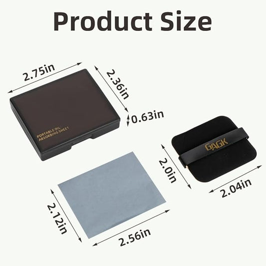 Oil Blotting Sheets - 300 PCS Face Oil Absorbing Sheets Natural Oil Control Film for Oily Skin with Mirror and Puff -Black
