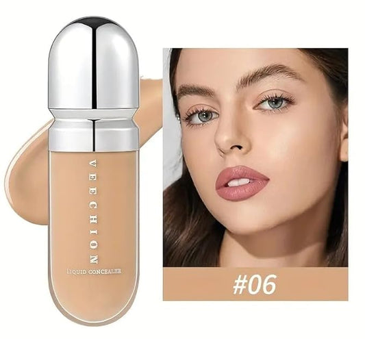 12-Shade Full Coverage Long Lasting Concealer, Waterproof Liquid Foundation For All Skin Types, Matte Finish, Buildable Coverage (6, 8ml)