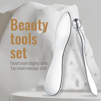 KOOBA Eye Cream Applicator and Cosmetic Cream Spatulas Spoon Reusable Roller Massager Tool Facial Wand Stick Skincare Accessories