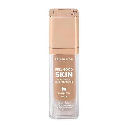 Profusion Cosmetics Feel Good Skin Perfector, Foundation Makeup for Radiant, Satin Finish, Available in 12 Curated Shades (Tan 400, 1)