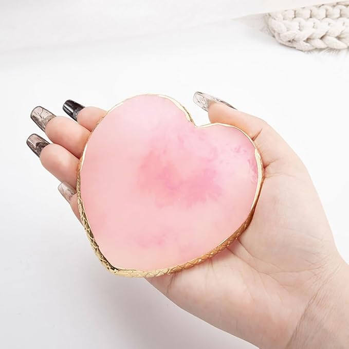 Resin Nail Art Palette Heart Nail Mixing Palette Nail Polish Color Display Plates Palette Makeup Mixing Tray Golden Edge Nail Plate White
