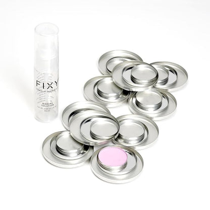 FIXY Ultimate Makeup Refill Kit: Includes 30 Round Empty Magnetic Pans & a Powder Binder Spray | Repurpose your Eyeshadow, Blush, Bronzer, Highlighter & More | Vegan & Cruelty-Free