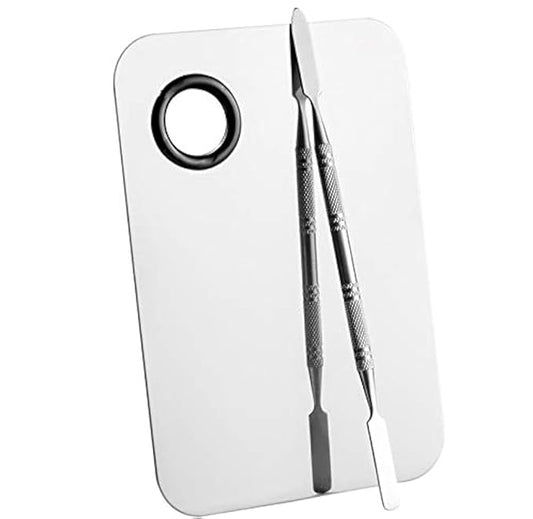 Professional Stainless Steel Makeup Palette Cosmetic Palette with Spatula Tool For Nail Art Eye Shadow Eyelash Makeup Professional Pigment Blending（6 x 4 Inch Sliver）