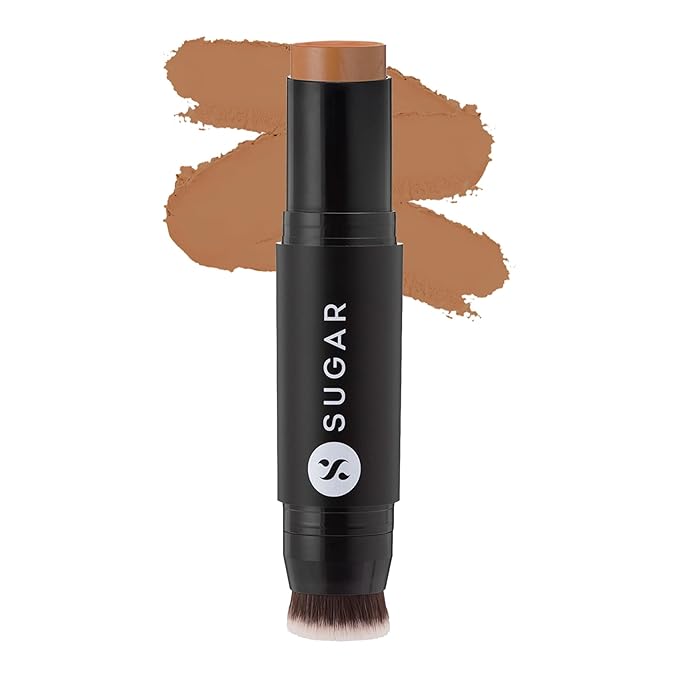 SUGAR Cosmetics Ace Of Face Foundation Stick with Inbuilt Brush - 60 Lungo (Medium Deep, Golden Undertone), 12 gm Full Coverage Waterproof Matte Finish