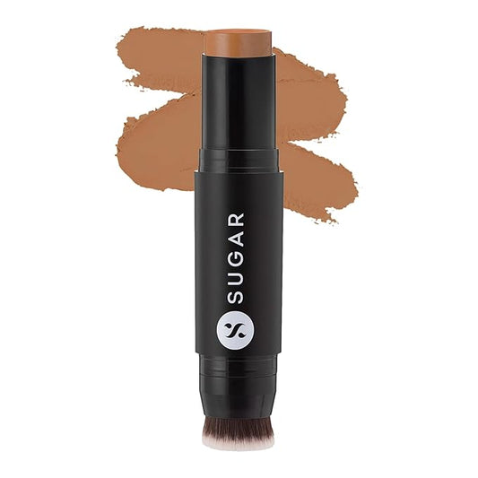SUGAR Cosmetics Ace Of Face Foundation Stick with Inbuilt Brush - 60 Lungo (Medium Deep, Golden Undertone), 12 gm Full Coverage Waterproof Matte Finish