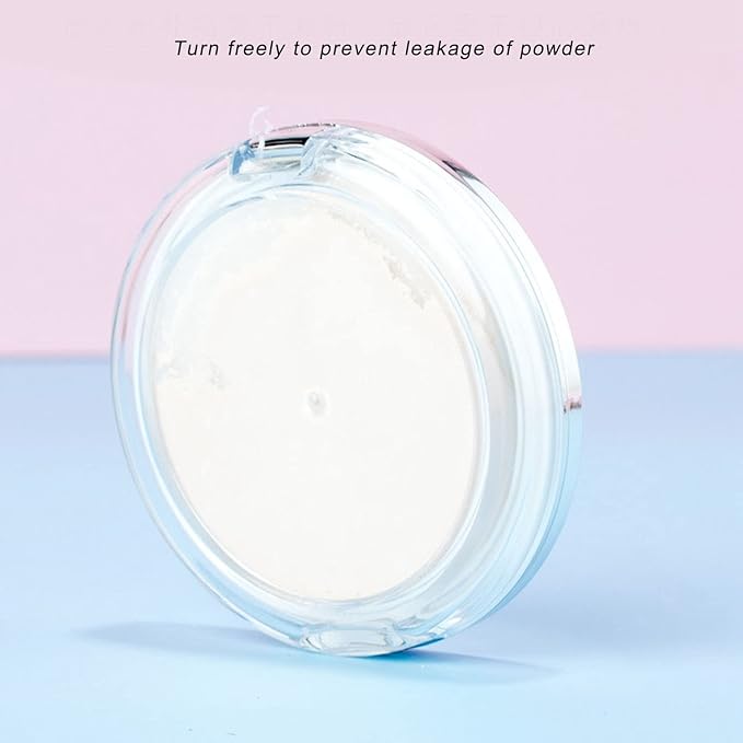 3g Empty Powder Box, Refillable Loose Portable Makeup Setting Blush Case Container with Puff Holder Compact Slim Mirror and Elasticated Net Sifter Mini No Leaks Set