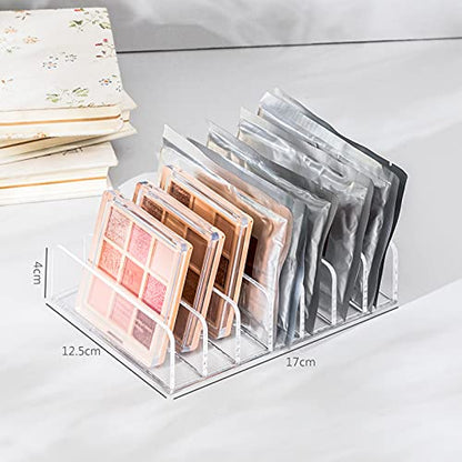 1 Piece 7-Section Acrylic Eyeshadow Organizer Cosmetic Makeup Palette Organizer Divided Makeup Organizer Eyeshadow Contour Blush Holder for Eyeshadow Palettes Blush Face Powder, Small, Clear
