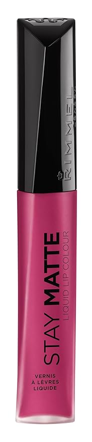 Rimmel London Stay Matte Liquid Lip Color with Full Coverage Kiss-Proof Waterproof Matte Lipstick Formula that Lasts 12 Hours - 820 Heartbeat, .21oz