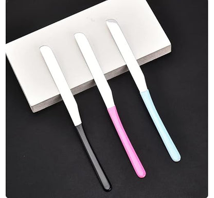 4 Pieces Stainless Steel Makeup Spatula Foundation Mixing Tool Eye Cream Spoon Beauty Scoop Makeup Beauty Spoons Cosmetic Skincare Spatula for Home Beauty Salon Use, Random Color