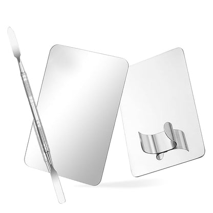 EKIND Makeup Mixing Palette, Stainless Steel Ring Palette with Makeup Spatula for Mixing Foundations, Lipsticks