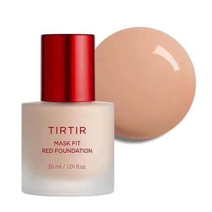 TIRTIR Mask Fit Red FoundationㅣLong Lasting Flawless Coverage, Energy Essence, Lightweight, Hydrating, Pore-Blurring, Breathable Satin Finish, Makeup, Radiant Skin, #25C Cool Taupe, 1.01 Fl Oz