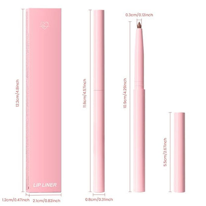 Kaely Matte Velvet Lip Liner Pencils Retractable for Shaping & Sculpting Lips, Taupe Lip Pencils for Women Long Lasting Waterproof Rich Lip Colors Liner Crayon Lipstick delineador de labios 12