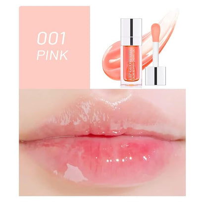 Glow Lip Oil Plumping Lip Gloss Hydrating Lip Care Non-sticky Big Brush Head Korean Lip Tint Primer Glitter Shine Lipgloss (PINK)