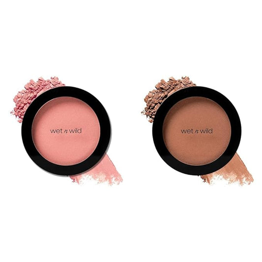 wet n wild Color Icon Blush 2-Pack - Pinch Me Pink & Naked Brown Effortless Glow Infused with Jojoba Oil Cruelty-Free & Vegan