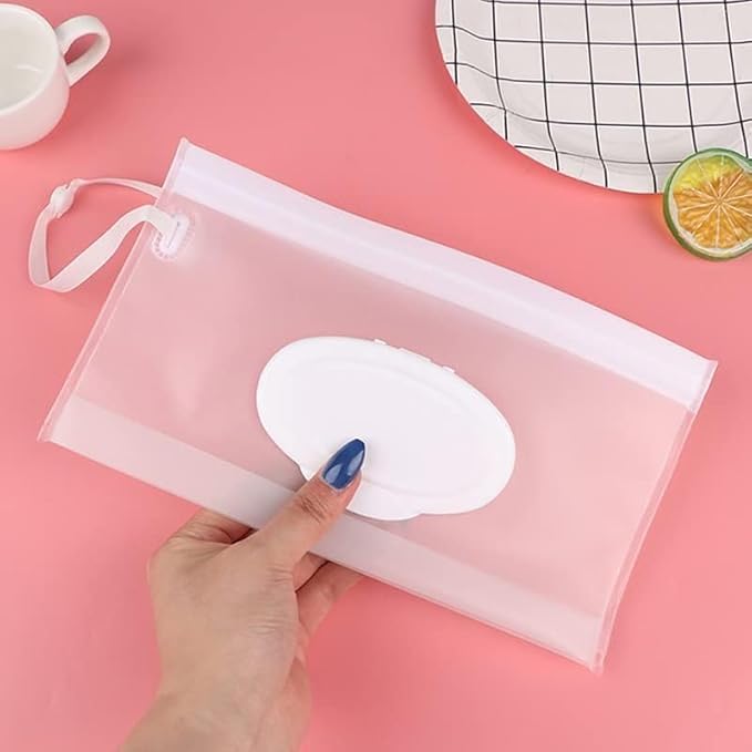 2Pcs Baby Wipe Case Travel Holder Keeps Wipes Moist Set of Wet Diaper Wipes Holders Cases Portable Travel On The Go Refillable Dispenser Container Waterproof Wipe Container with Sealed Diapering