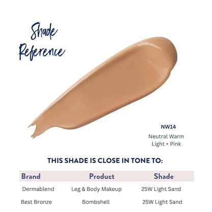 Best Bronze Bombshell Body Makeup - Tattoo Cover Up Makeup & Body Foundation Waterproof - Tattoo Concealer Waterproof for Scars, Varicose Veins Cover Up & Leg Foundation (NW14 Light Sand)