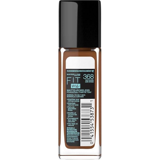 Maybelline Fit Me Matte + Poreless Liquid Foundation Makeup, Deep Golden, 1 fl; oz; Oil-Free Foundation (Pack of 2)