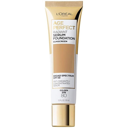 L'Oreal Paris Age Perfect Radiant Serum Foundation with SPF 50, Golden Sun, 1 Ounce