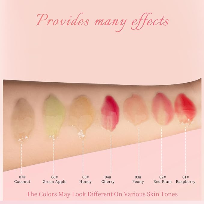 Hydrating Lip Glow Oil, No-Sticky Gloss Lip Balm Lip Care, Fruit Flavoured Lip Oil For Dry Lip's Moisturizing Hydrating And Nourishing (CHERRY)